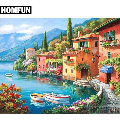 HOMFUN Full Square/Round Drill 5D DIY Diamond Painting "Town scenery" Embroidery Cross Stitch 5D Home Decor Gift A06723