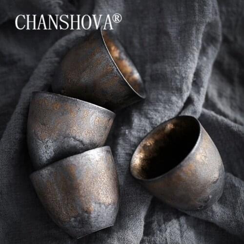 CHANSHOVA 35ml Chinese retro Handmade gold glaze pottery teacup High Temperature Small liquor cup China ceramics tea set H419