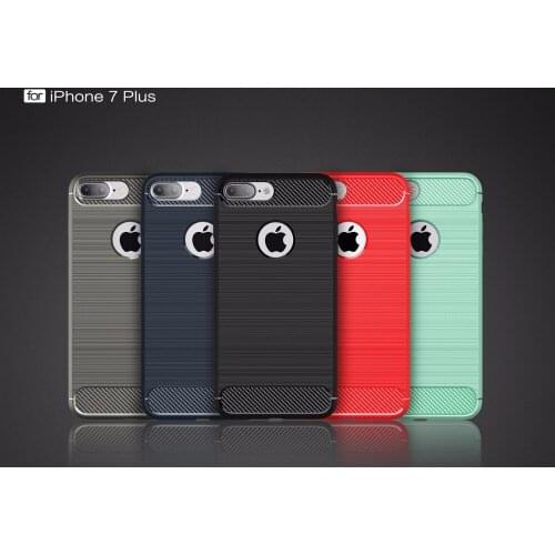Smartphone cases for Apple iphone 7 plus,100pcs/lot carbon fiber rugged armor TPU slim cover for iphone 7plus case,ultra-thin