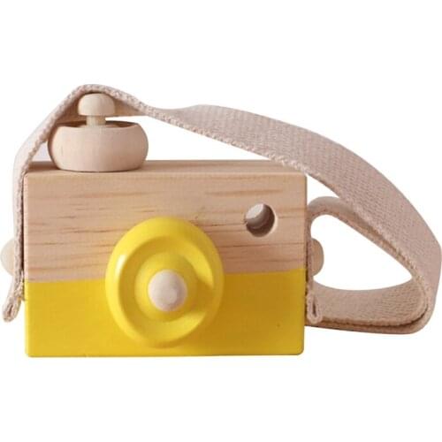 Wooden Mini Camera Toy Pillow Kids' Room Hanging Decor Portable Toys Children Simulation Educational Camera Toys Gift
