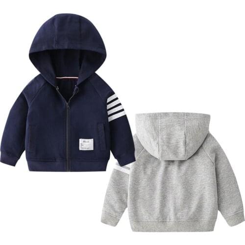 Kids Fashion Simple Style Spring Jacket Baby Infant Zipper Hooded Pocket Outer Clothes Outerwear For Children 2021 New Coat