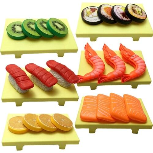 Children Kitchen Cutting Toys Sushi, Fish, Beef, Shrimp Pretend Play Plastic Miniature Food Girls Kids Education Toy Gift
