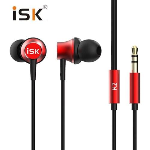Brand ISK K2 Hifi Stereo Earphones in-ear Monitor earphone Music Earbud Recording Studio Headset 3.5mm Earplug for Smartphones
