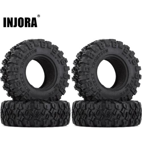 INJORA 4PCS 1.0" All Terrain Soft Rubber Wheel Tires 52*17mm for 1/24 RC Crawler Car Axial SCX24 90081 AXI00001 Deadbolt