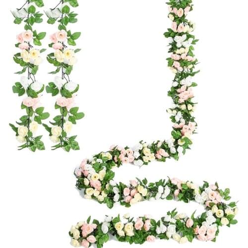 Artificial Rose Vine Flowers Fake Rose Hanging Fake Plants Home Decor Wedding Party Garden Decoration