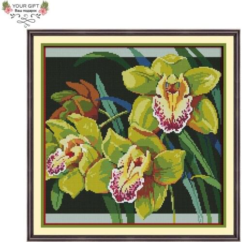 Joy Sunday H692(12) 14CT 11CT Stamped and Counted Home Decoration Orchids Flowers Needlework Embroidery Cross Stitch