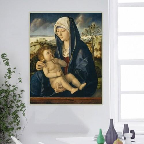 Canvas Oil Painting Giovanni Bellini"The Virgin And Child 2"Western Art Decor Poster Wall Aesthetic Home Interior Decoration