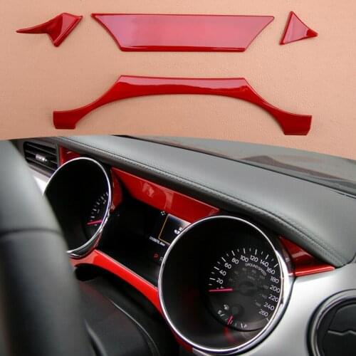 Red Dashboard Instrument Box Odometer Tachometer Cover Trim Frame Decor Fit For Ford Mustang 2015 2016 2017 2018 2019 2020 LHD