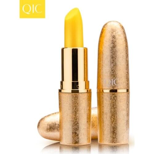 Beauty Makeup New QIC Color Changing Lipstick Small Gold Tube Moisturizing Moisturizing anti-chatter Temperature Change Lipstick