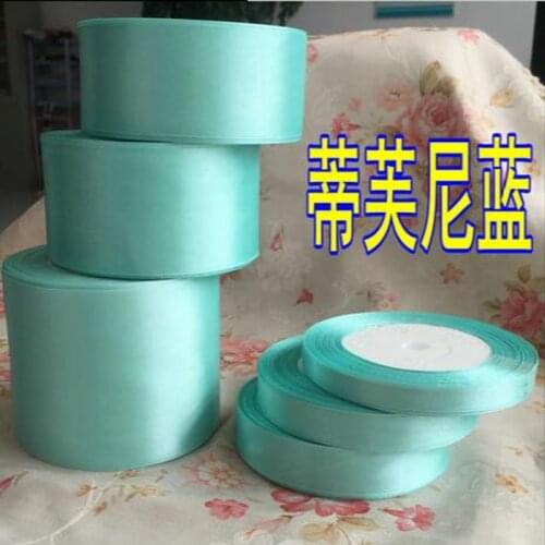 25 Yards Tiffany Blue Silk Satin Ribbon Wedding Party Decoration Gift Wrapping Christmas New Year Apparel Sewing Fabric Ribbons