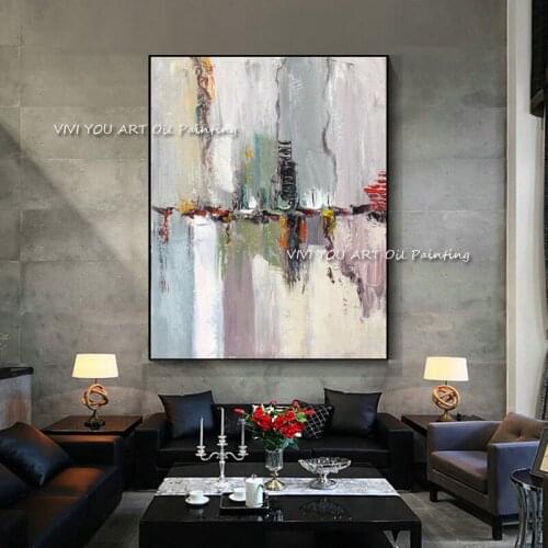The Hot Sales Gray Shadow New Large Original Abstract Modern Thick Oil Painting Canvas Handpainted Textured Wall Art Unframed