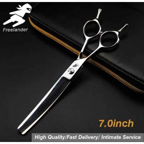 7inch left Dog Hair Clippers Silver 9cr Scissors Downward Curved Thinning Pet Styling Tool Trimming Hair Shear with Bag