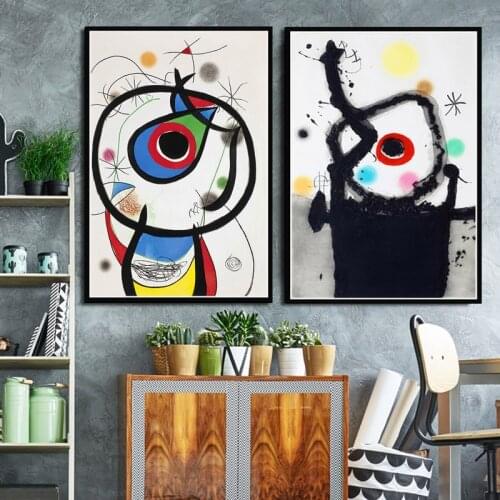 Joan Miro Famous Modern Abstract Retro Paintings Art Poster And Prints Wall Art Canvas Wall Pictures For Living Room Home Decor
