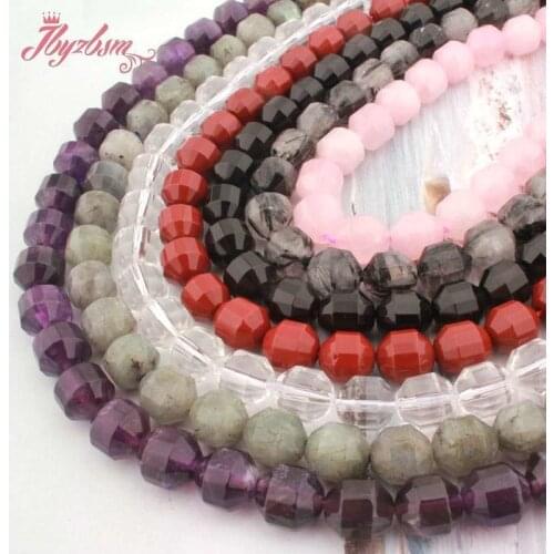 Natural Rhodonite Quartz Amethysts Rutilated Stone Beads Faceted Loose Spacer Beads For Jewelry Making DIY Bracelet Necklace
