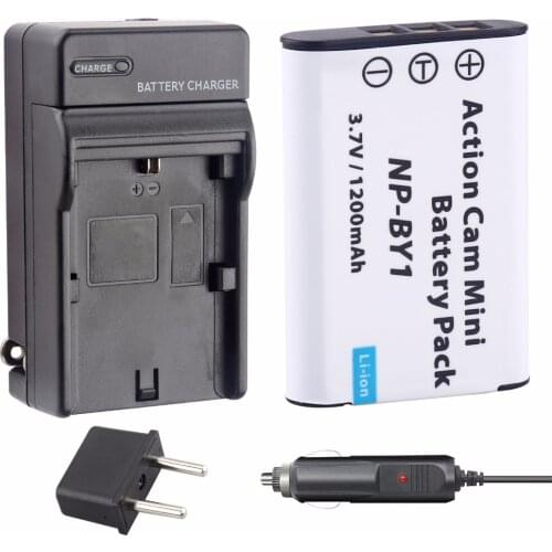 New 1PCS NP-BY1 NP BY1 NPBY1 battery Li-ion Battery pack + DC car Charger Set for Sony HDR-AZ1/AZ1VR/AZ1VB/AZ1VW Video Camera DV