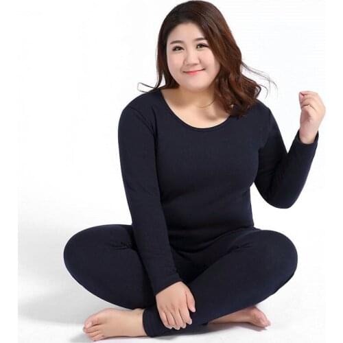 Autumn and Winter Style Round neck thin Thermal underwear women Soft plus velvet plus size 5XL long Johns women sets