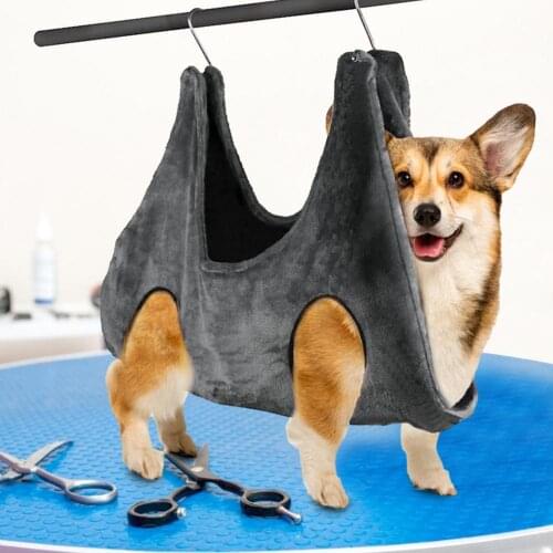 Dog Cat Hammock Helper Soft Flannel Pet Grooming Hammocks Restraint Bag Harness For Pets Nail Clip Trimming Bathing With 2 Hook