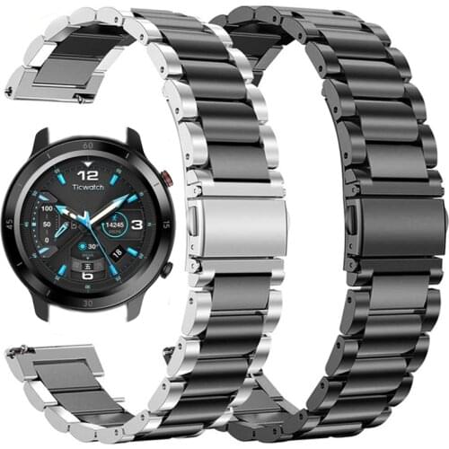Stainless Steel Straps For Ticwatch GTX/S2/E2 Smart Watch Bands Metal Replace Wrist Bracelets For Ticwatch Pro 2020/2019 Correa