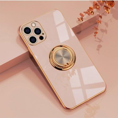 Luxury Cute Plating Silicone Ring Bracket Phone Case For iPhone 12 11 Pro XS max XR X 8 7 Plus Ultra-thin Magnetic Stand Cover