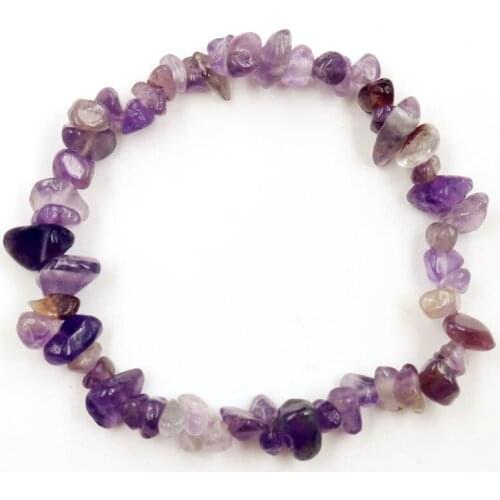FYJS Unique Handmade Irregular Shape Natural Amethysts Stone Bracelet Ethnic Style Jewelry
