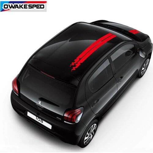 City Car Hood Roof Stickers Racing Sport Stripes Auto Body Engine Cover Decor Vinyl Decals For Peugeot 108