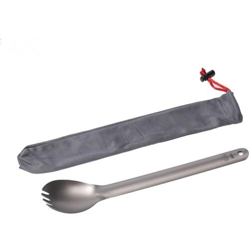 Western Dessert Cutlery Titanium Spork Bacteriostatic Tableware Long handle Titanium Spoon Christmas Party Supplies