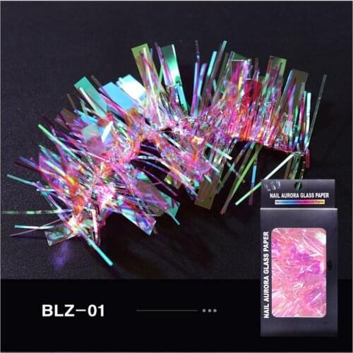 Radium mirror paper Aurora Nail Art Sticker Irregular Broken Glass Nails Sheet Colorful Paper Laser Mirror Nails Decal T1608