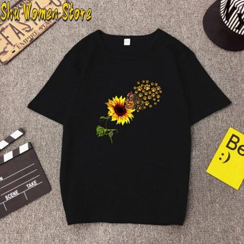 Vintage Sunflower Butterfly Printing Woman Tshirts Plus Size O-neck Aesthetic Femme T-shirts S-3xl Summer Women Tops Ropa Mujer
