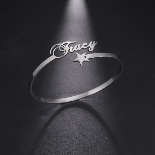Sipuris Custom Name Bracelet For Women Personalized Letter Name Bracelet 2020 Jewelry Stainless Steel Bangle Customized Gift