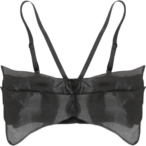 Women Casual Sleeveless Tube Tops, Black Solid Color Boat Neck Off-the-shoulder Vest