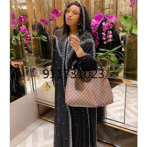 Muslim Kaftan Abaya Dress Kimono Women Dubai Open Abayas Turkish Stones Chiffon Hooded Dress Elegant African Plus Size Boubou