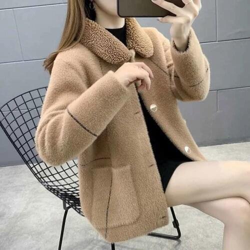 Winter Coat Women Imitation Mink Velvet Cardigan Sweater Loose Plus Size Artificial Short Casual Warm Jacket Female Outerwear