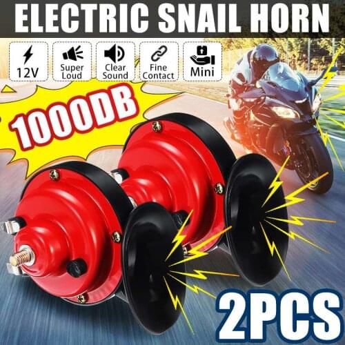 2pcs 1000DB Air Horn For Car Snail 12V Electric Air Horn Marine Boat Loud Alarm Boat Motorcycle Dual-tone Car Horn Loud Signal