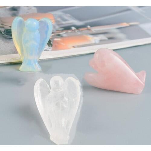 1.5 Inch Miniature Crystal Statues Guardian Angel Figurine Carving Handicraft Gemstone Ornament Home Study Room Decoration Gifts