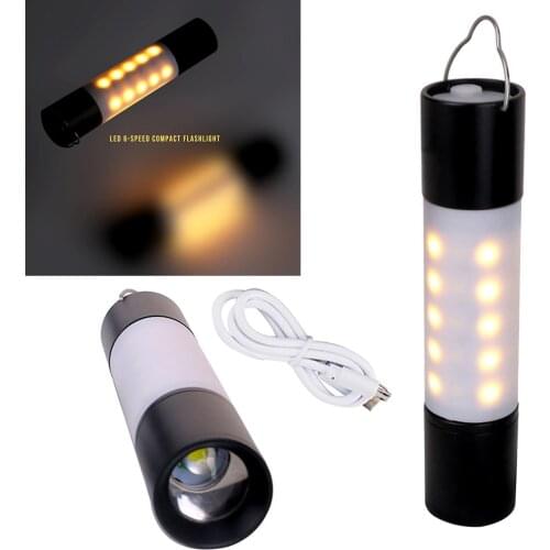 1-5pcs USB Rechargeable Hanging Flashlight Zoomable Aluminum alloy + ABS LED Torch Camping Tent Lamp Torch Outdoor Night Light