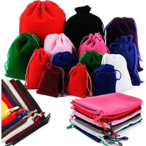 10PCS Velvet Bag Drawstring Velvet Sachet Pouches Jewelry Packaging Gift Bags Can Customize 5x7cm 7x9/8x10/9x12/10X15/15X20CM