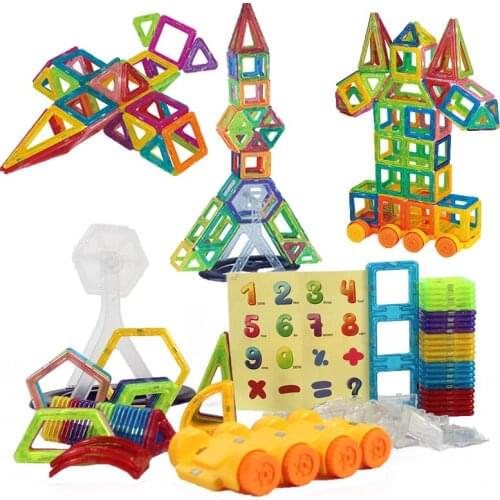 128Pcs Mini Magnetic Designer Plastic Magnetic Square Triangle Blocks Set Model & Building Toys Educational Toys Kids Gift