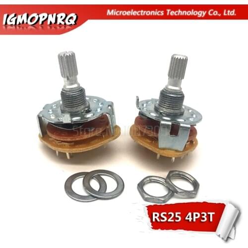 2PCS RS25 Band switch 4P3T Mount Rotary Switch Selector Band 4 Pole 3 Position Knob Switch Band Switches
