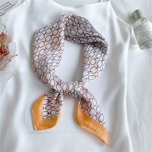 2021 Elegant Square Scarf For Women Satin Silk Shawl Print Headband Head Wraps Neckerchief Female Foulard Hijab Lady Bandana