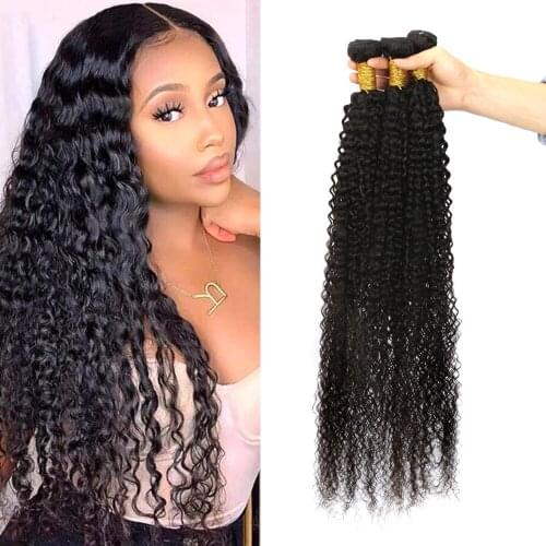 Curly Human Hair Bundles 30 32 34 Inch Peruvian 100% Human Hair Remy Hair Weave 3 Bundle For Black Women