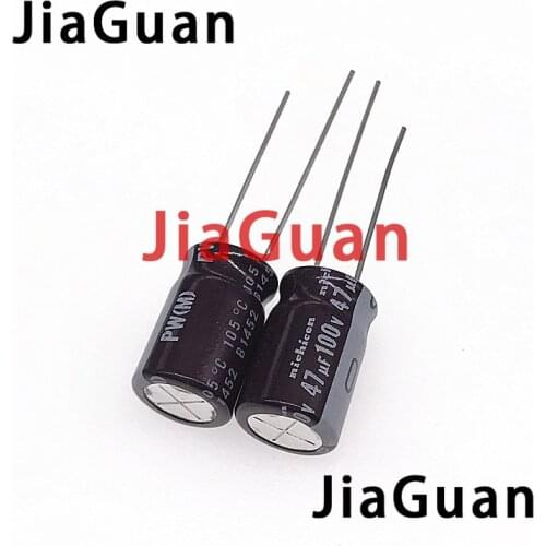 50PCS NEW NICHICON PW 100V47UF 10X16MM electrolytic capacitor 100V 47UF High frequency long life 47uF/100V