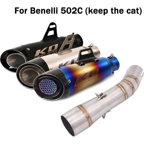 51mm Exhaust Pipe Escape Muffler Tip Slip On Modified Connect Link Pipe Reserve Catalyst Middle Tube For Benelli 502C Motorcycle