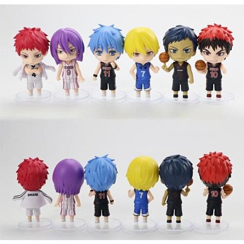 6pcs/set Kawaii Kurokos Basketball Japan Anime Figure PVC Toys Cute Kagami Taiga Hyuga Junpei Mitobe Dolls Room Decor Boy Gifts
