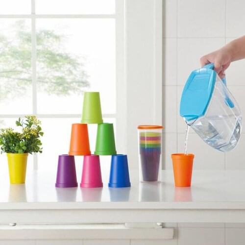 60set 7pcs/set 7 color portable Rainbow suit cup picnic tourism plastic cup coffee household cups Color Random ZA5231