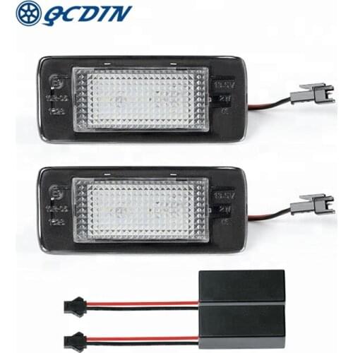 QCDIN 1Pair Car LED Number License Plate Lights 12V 6000K For Chevrolet Tahoe Suburban Chevy Malibu For Cadillac Escalade