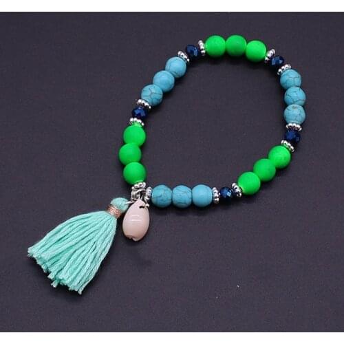 Handmade beaded bracelet bohemian colored beads crystal tassel shell ladies bracelet beautifully beaded party bracelet jewelry