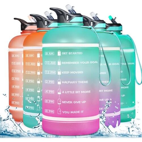 ZOMAKE 2.2L Gallon Water Bottle with Time Marker & Straw, Motivational Water Jug BPA Free Leakproof Large Water Bottles for Gym