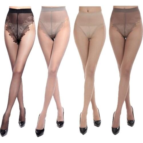 Cheap 15 D Thin See Through Oil Shiny High Waist Tights Women Stretch Crotch Detail Pantyhose Lolita Cute Solid Colo