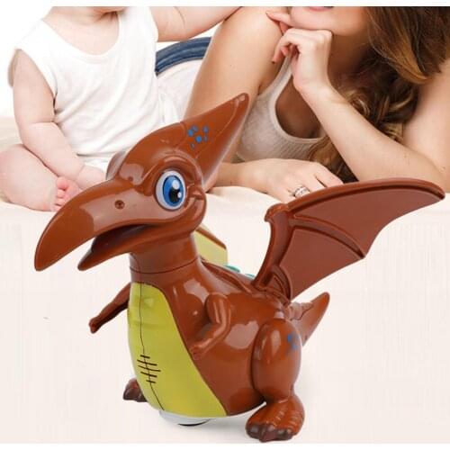 Kids 360 Rotation Electric Walking Dinosaur LED Light Music Car Educational Toy