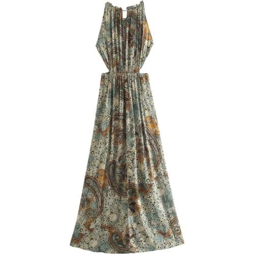 Elegant Floral Printed Long Dress Sexy Off Shoulder Party Dress Female Chic Hollow Out A Line Dresses Vestidos Mujer
